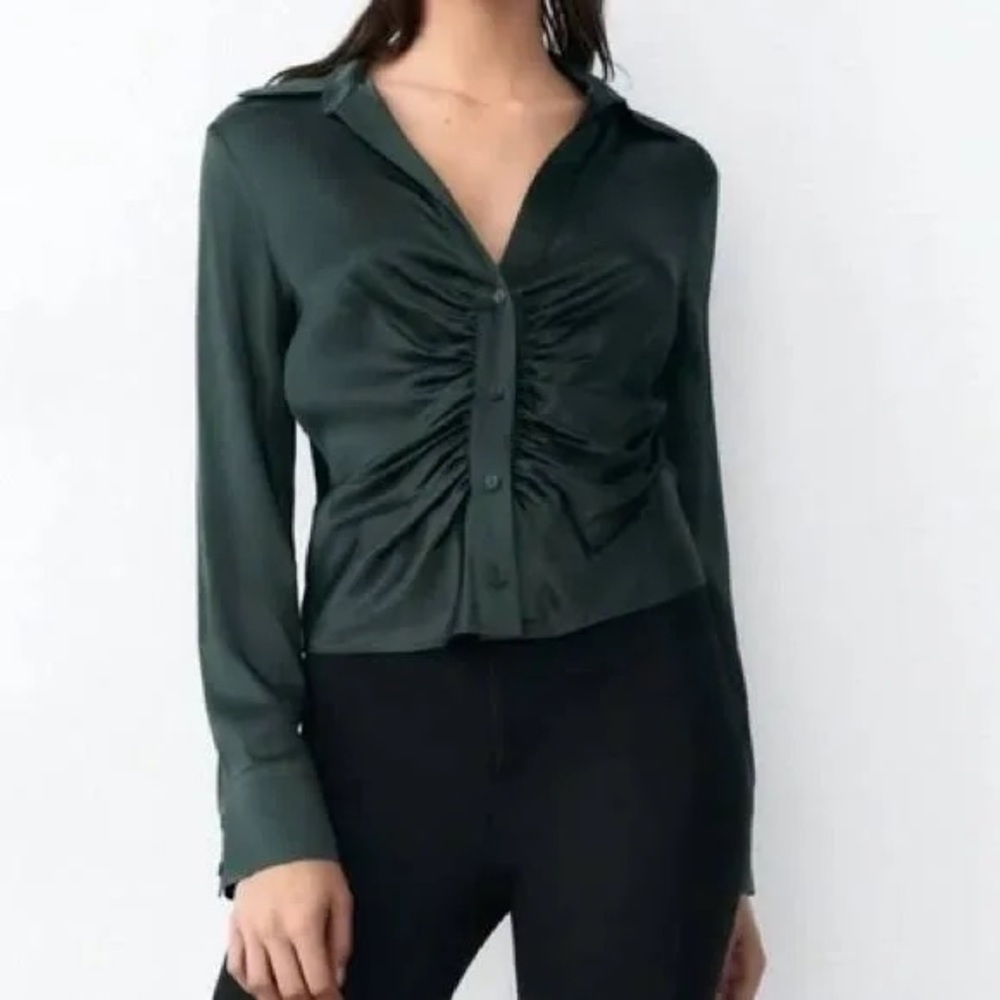 Zara Satin Ruched Blouse